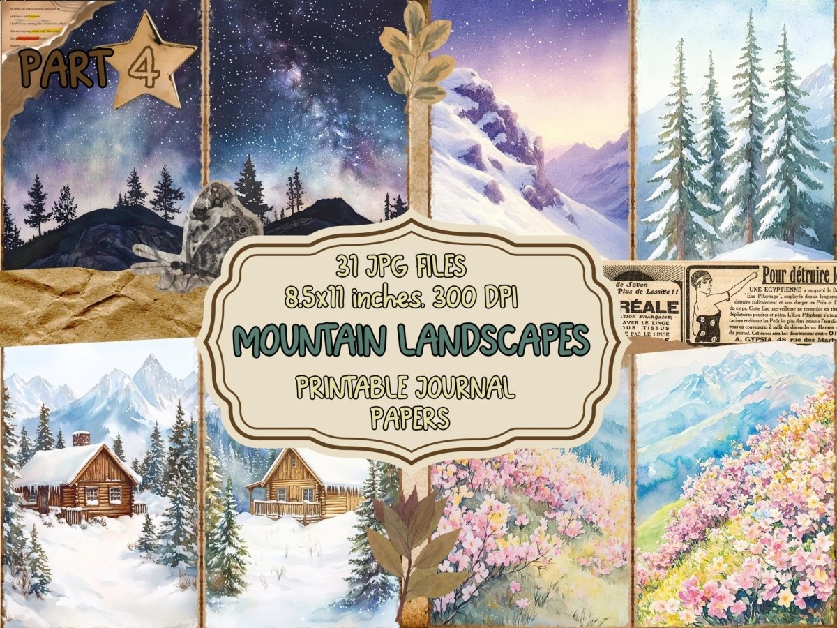 Mountain Landscapes Journal Pages (P4) Landscape Ephemera - Wonders Artist