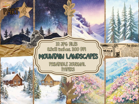 Mountain Landscapes Journal Pages (P4) Landscape Ephemera - Wonders Artist