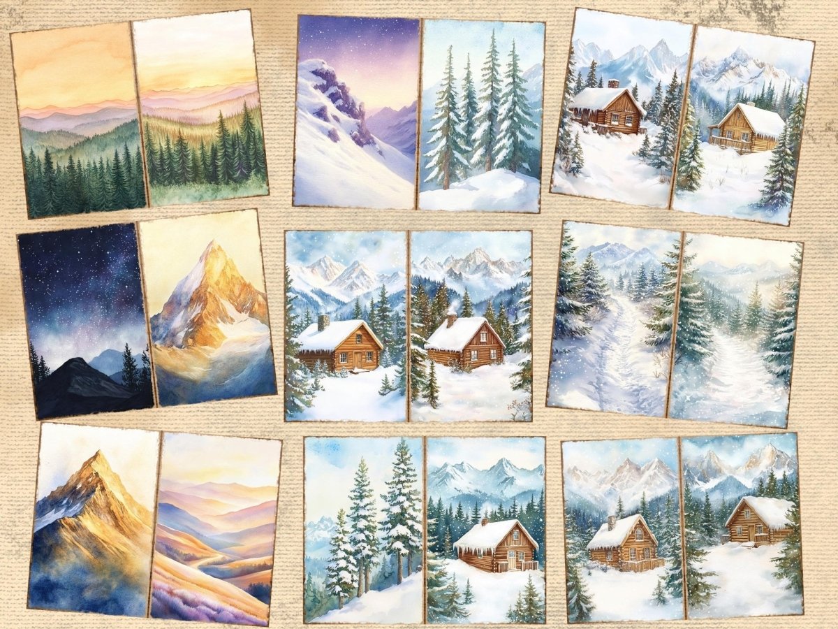 Mountain Landscapes Journal Pages (P4) Landscape Ephemera - Wonders Artist