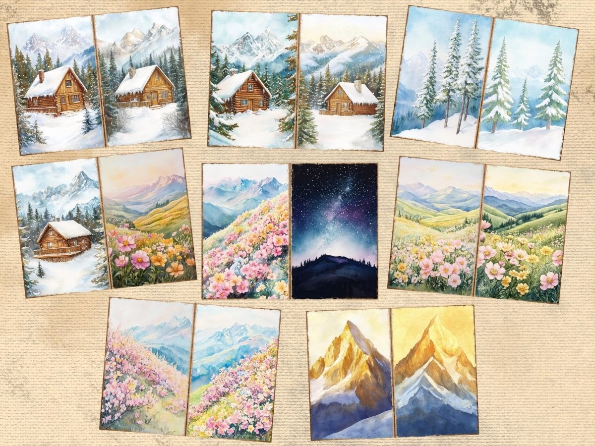 Mountain Landscapes Journal Pages (P4) Landscape Ephemera - Wonders Artist