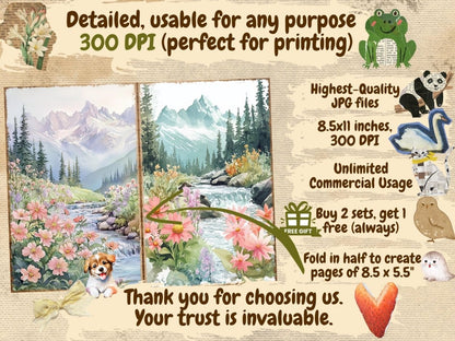 Mountain Landscapes Journal Pages (P5) Landscape Ephemera - Wonders Artist