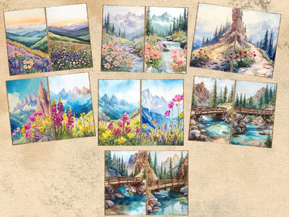 Mountain Landscapes Journal Pages (P5) - High - Quality Instant Digital Download for Creative Projects