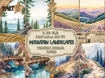 Mountain Landscapes Journal Pages (P5) Landscape Ephemera - Wonders Artist