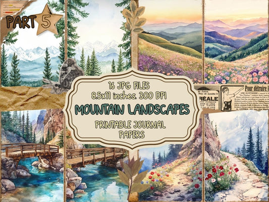 Mountain Landscapes Journal Pages (P5) Landscape Ephemera - Wonders Artist