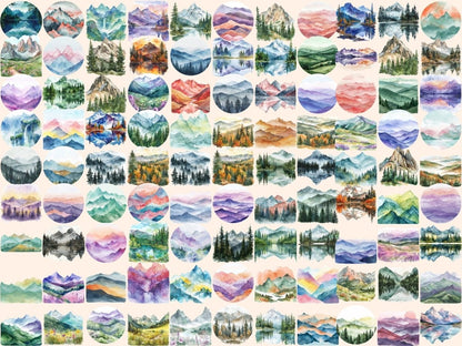 Mountain Landscapes Watercolor Clipart Alpine Clipart - Wonders Artist