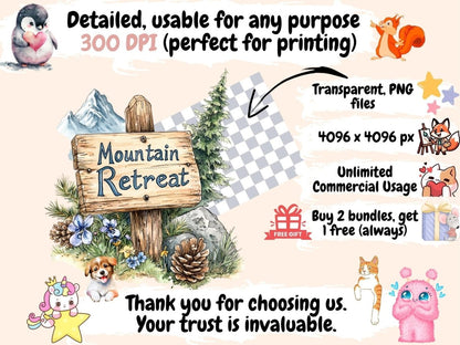 Mountain Retreats Watercolor Clipart Alpine Retreat PNG - Wonders Artist