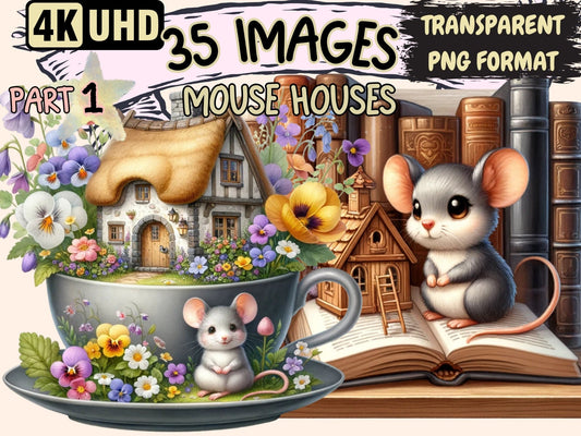 Mouse Houses Clipart - High - Quality Instant Digital Download for Creative Projects