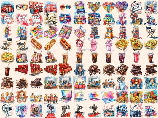 Tiempo de película Watercolor Clipart