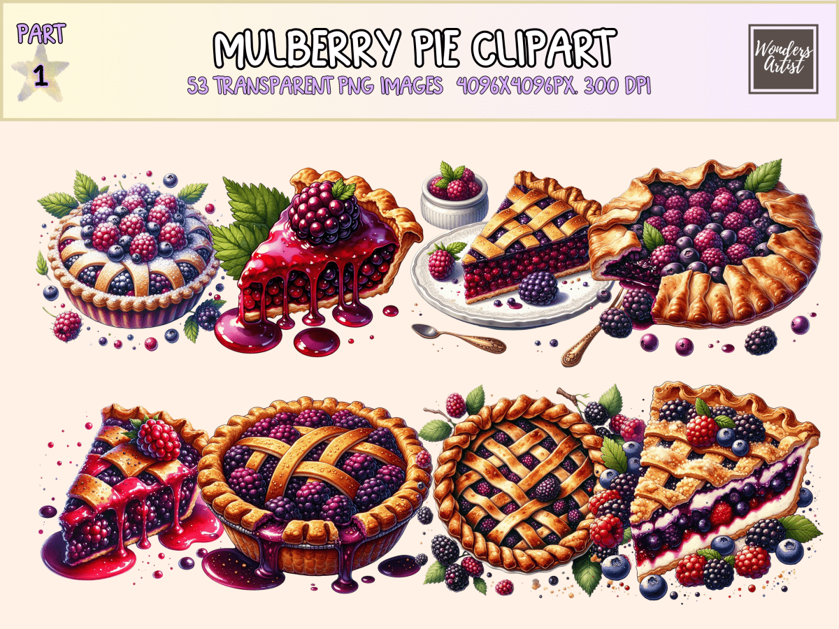 Mulberry Pie Clipart All Bundles Clipart Line Art - WondersArtist
