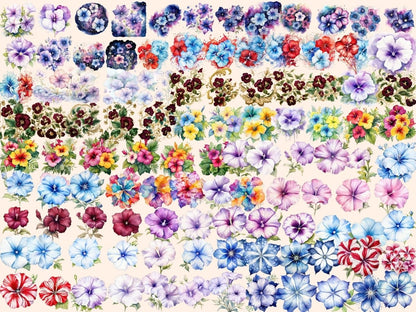 Multicolor Petunia Watercolor Clipart beautiful flower png - Wonders Artist