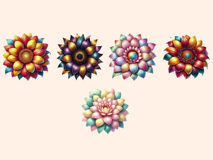 Multicolor Sunflowers Clipart Bright Sunflowers - Wonders Artist