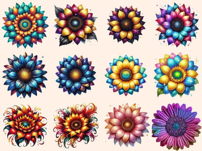 Multicolor Sunflowers Clipart Bright Sunflowers - Wonders Artist