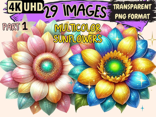 Multicolor Sunflowers Clipart Bright Sunflowers - Wonders Artist