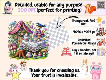 Mushroom Cottage Clipart cottage printables cottagecore clipart cozy cottage png - WondersArtist