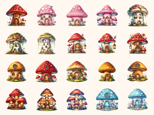 Mushroom Cottages Clipart