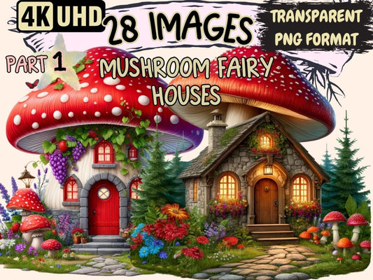 Mushroom Fairy Houses Clipart Cute house art - Wonders Artist