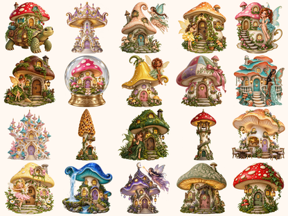 Mushroom Fairy Houses Clipart — preview 7