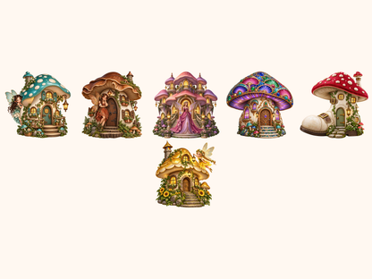 Mushroom Fairy Houses Clipart — preview 9
