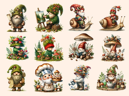 Mushroom Gnomes Clipart cartoon gnomes - Wonders Artist