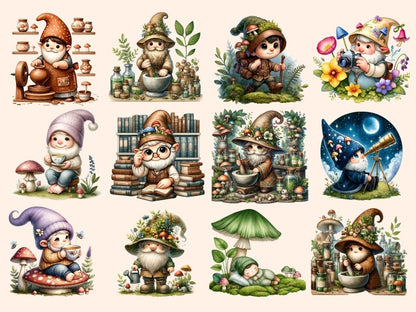 Mushroom Gnomes Clipart cartoon gnomes - Wonders Artist