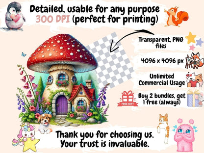 Mushroom Houses Clipart - Wonders Artist