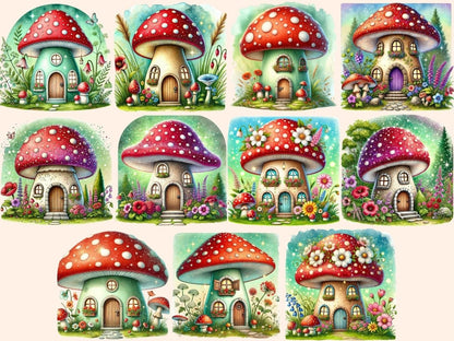 Mushroom Houses Clipart - Wonders Artist