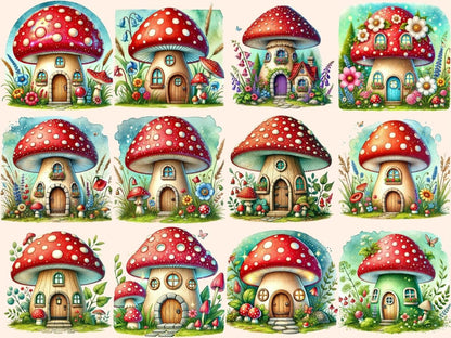 Mushroom Houses Clipart - Wonders Artist
