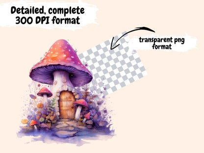 Mushrooms Fairy Doors Watercolor Clipart fairy door clipart - Wonders Artist