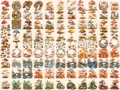 Mushrooms Watercolor Clipart fairy toadstool - Wonders Artist