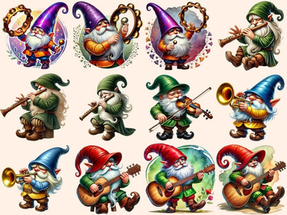 Musical Instrument Gnomes Clipart Festive Gnome PNG - Wonders Artist