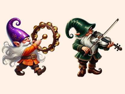 Musical Instrument Gnomes Clipart Festive Gnome PNG - Wonders Artist
