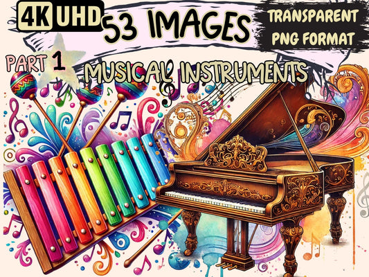 Musical Instruments Clipart - High - Quality Instant Digital Download for Creative Projects