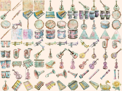 Musical Instruments Watercolor Clipart instrument digital - Wonders Artist