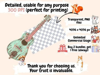 Musical Instruments Watercolor Clipart instrument digital - Wonders Artist