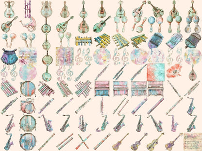 Musical Instruments Watercolor Clipart instrument digital - Wonders Artist