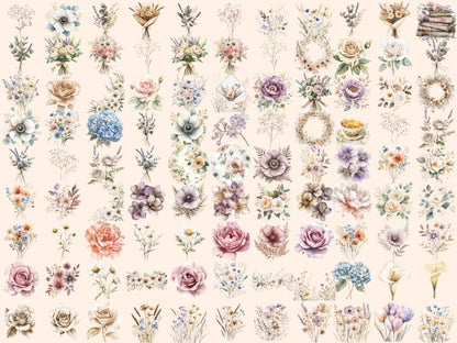 Muted Florals Watercolor Clipart botanical clipart - Wonders Artist