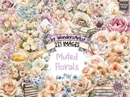 Muted Florals Watercolor Clipart botanical clipart - Wonders Artist