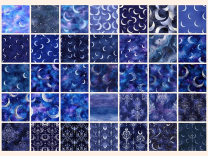 Mystic Moonlight Seamless Digital Paper Celestial Moonlight - Wonders Artist