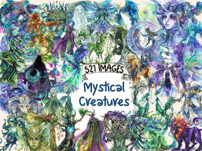 Mystical Creatures Watercolor Clipart fairytale clipart - Wonders Artist