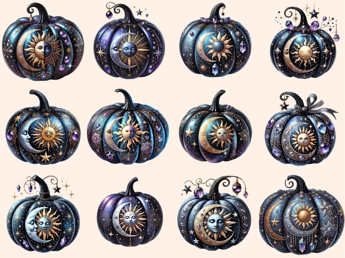 Mystical Moon Pumpkins Clipart Celestial Pumpkins - Wonders Artist