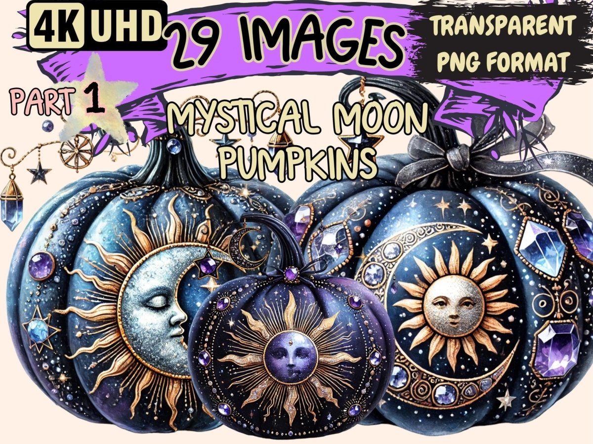 Mystical Moon Pumpkins Clipart Celestial Pumpkins - Wonders Artist