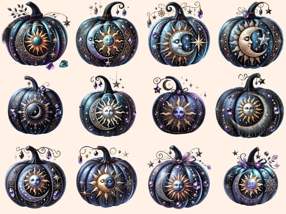Mystical Moon Pumpkins Clipart Celestial Pumpkins - Wonders Artist
