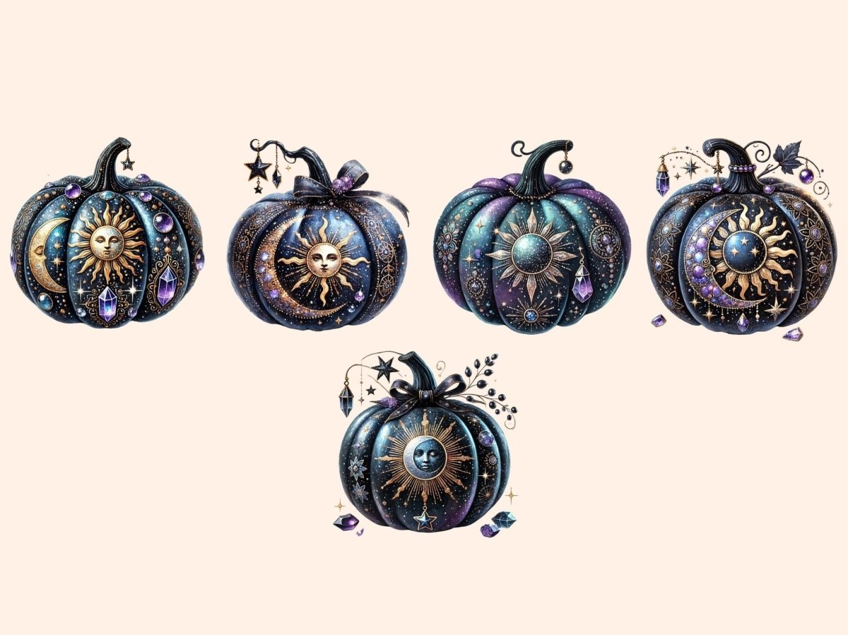 Mystical Moon Pumpkins Clipart Celestial Pumpkins - Wonders Artist