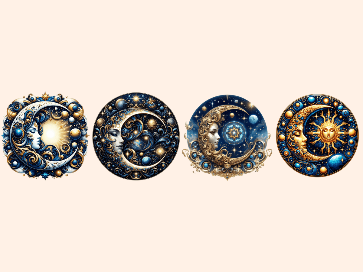 Mystical Moons Clipart autopost Cute moon art Digital moon art - WondersArtist