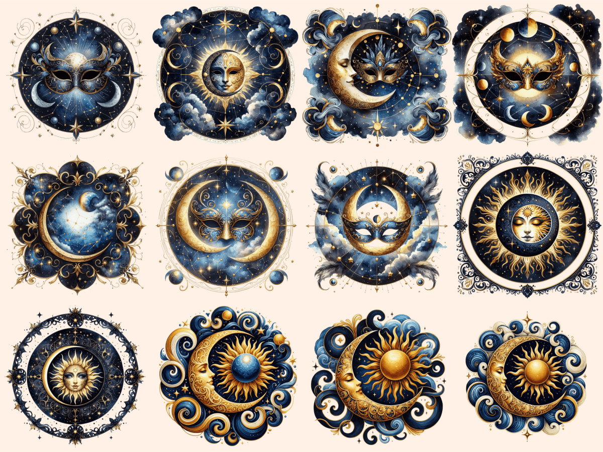 Mystical Moons Clipart autopost Cute moon art Digital moon art - WondersArtist