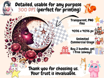 Mystical Moons (P10) Clipart Celestial Moons - Wonders Artist