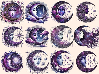 Mystical Moons (P11) Clipart CELESTIAL MOON PNG - Wonders Artist