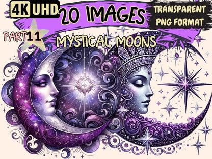Mystical Moons (P11) Clipart CELESTIAL MOON PNG - Wonders Artist