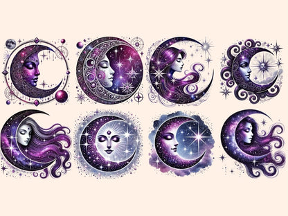 Mystical Moons (P11) Clipart CELESTIAL MOON PNG - Wonders Artist