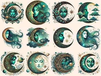 Mystical Moons (P12) Clipart Celestial Moons - Wonders Artist